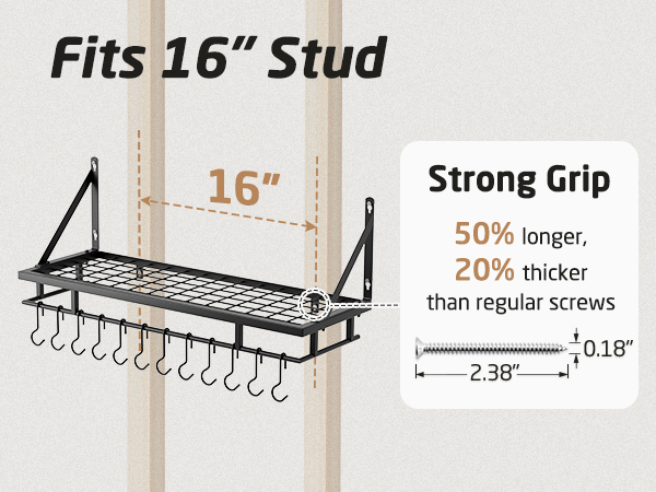 KUR215S60-BK pot rack hanging with stronger load capacity