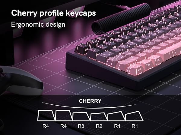 PBT keycaps,Topographic keycaps 60 75 Percent,Lines Backlit,Shine Through,Side Print,Cherry Profile