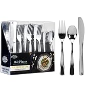 Plastic Cutlery Silverware Extra Heavyweight Disposable Flatware, Full Size Cutlery Combo, Polish...