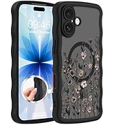 Fsoole Magnetic for iPhone 17 Case [Compatible with MagSafe] Pretty Floral Flower Pattern Wavy Ed...
