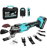DURATECH Cordless Oscillating Tool, 20V Oscillating Multi Tool Kit with 6 Variable Speed, 3° Osci...