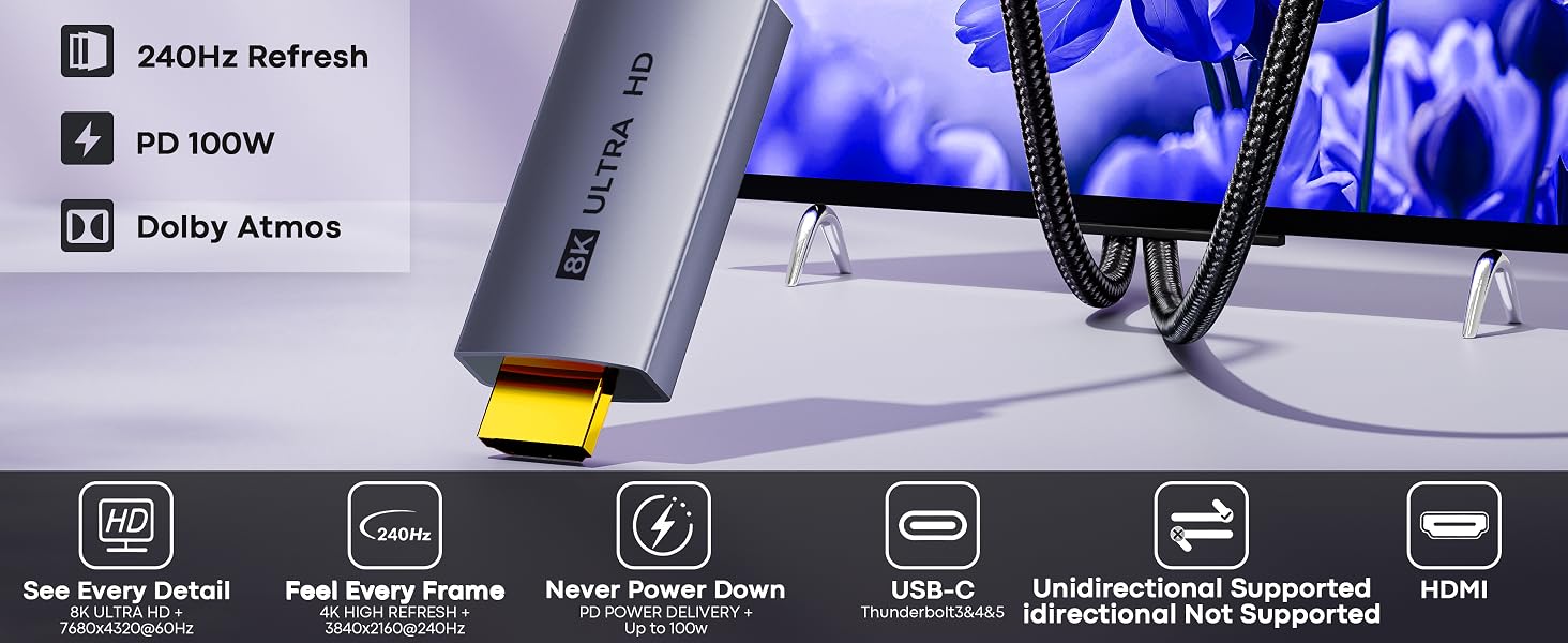 usbc to hdmi cable 8K@60HZ