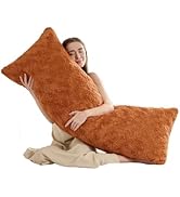 HKMR Fluffy Faux Rabbit Fur Body Pillow,Memory Foam Pregnancy Pillow for Side Sleep Body Pillow,2...