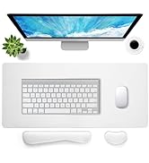 Bloss Leather Desk Pad and Keyboard Wrist Rest, Large Mouse Pad + Keyboard Pad+Mouse Wrist Suppor...