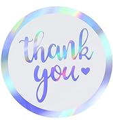 joycraft 120Pcs Thank You Stickers, 2 inch Holographic Thank You Gift Stickers, Round Rainbow Sil...