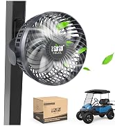 10L0L Magnetic Golf Cart Fan, 3-Speed Portable Cooling Fan, 56Hrs Runtime 8000mAh Battery with LE...
