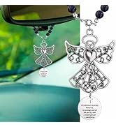 Qpige Guardian Angel Rear View Mirror Accessories, Guardian Angel Protect Me My Passengers Car Ch...