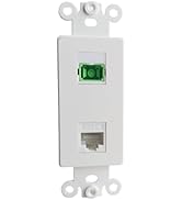 SC/APC Fiber Optic and Ethernet CAT6 Decora Wall Plate - 1 Port Fiber Optical Keystone Jack, 1 Po...