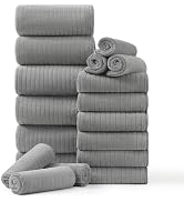 18 Piece Family Bath Towel Set Include 6 Bath Towels,6 Hand Towels and 6 Washcloths Soft Bathroom...