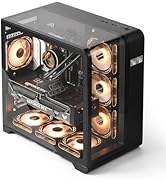 darkFlash ATX Mid-Tower PC Case with Screen, Three Side Glass, Curved Full View Dual Gaming PC Ca...