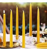 Simeitol 4 Pack 10 Inch Beeswax Taper Candles,10 Hours Long Burning- 100% Pure Beeswax Candle Sti...