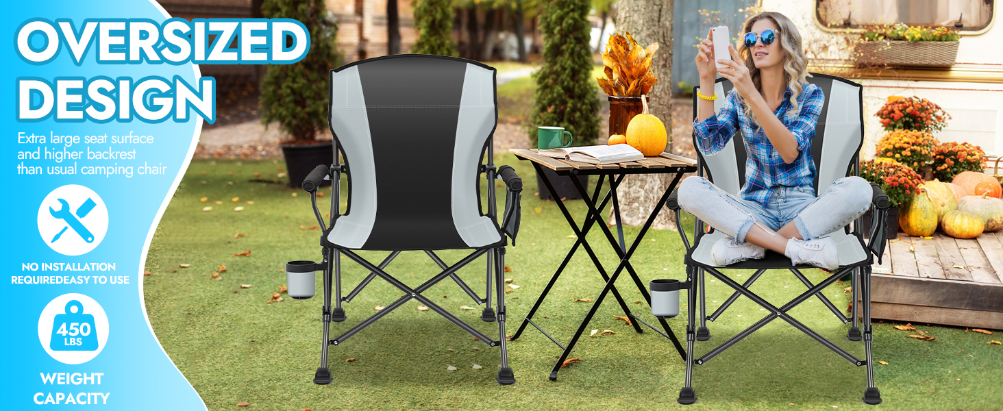 2 Pack Oversized Folding Camping Chair for Adults