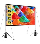 Projector Screen and Stand, Towond 100 inch Portable Movie Screen Indoor Outdoor 16:9 HD Front Re...