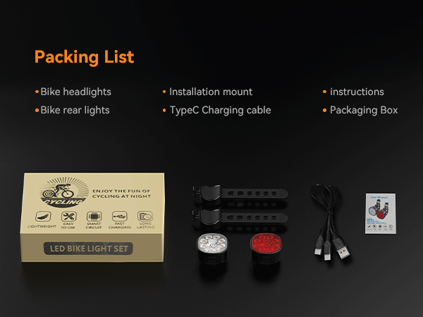  LED Bike Light for Adults Kids Road Mountain Cycling USB Rechargeable Bicycle Light Set Waterproof