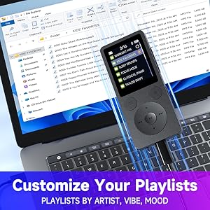 Small MP3 Player 64GB with Large Physical Buttons, Resume Playback, Built-in Speaker, for Audiobooks