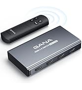HDMI Switch 3 in 1 Out 4K@60Hz, GANA HDMI Splitter Switcher with Remote, Aluminum HDMI 2.0 Switch...