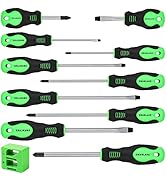 SWANLAKE 11PCS Screwdriver Set, Magnetic 5 Phillips and 5 Flat Head Tips for Fastening and Loosen...