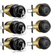 Plustool 3 Pack Front Door Lock Set Matte Black,Exterior Door Lock Set with Deadbolt,Single Cylin...