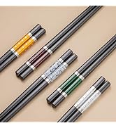 GLAMFIELDS 5 Pairs Premium Chopsticks Reusable Dishwasher Safe 9.5 Inch Fiberglass Chop Sticks Gi...