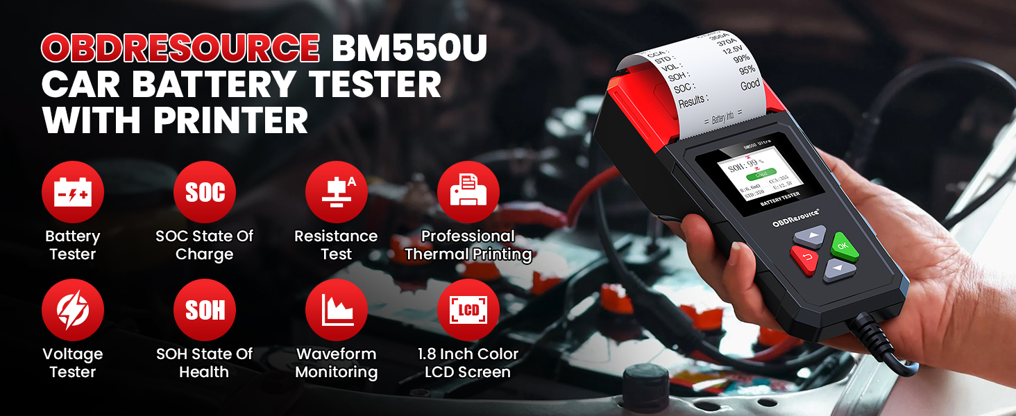 CAR BATTERY TESTER WITH PRINTER