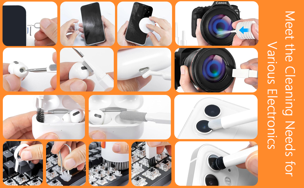 All-in-one cleaning kit for camera, cell phone, headset, and computer