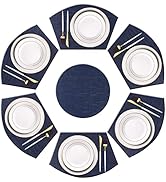 pigchcy Wedge Shaped Placemats Set of 6 with Centerpiece Round Mats Washable Kitchen Placemats He...