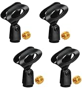 5 Core Mic Clips for Stands 4Pcs Microphone Clip Holder Universal Adjustable with 5/8" Male to 3/...