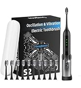 Seapeoa Adult Sonic Electric Toothbrush with 10 Brush Heads, Travel case, and Wall Bracket, Suita...