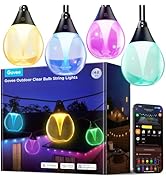 Govee Outdoor Clear Bulb String Lights, 48ft RGBWIC Outdoor String Lights with 15 Dimmable Warm W...