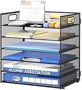 Daltack 6 Tier Paper Organizer for Desk, Paper Letter Tray Organizer for Desks, Mesh Desk File Or...