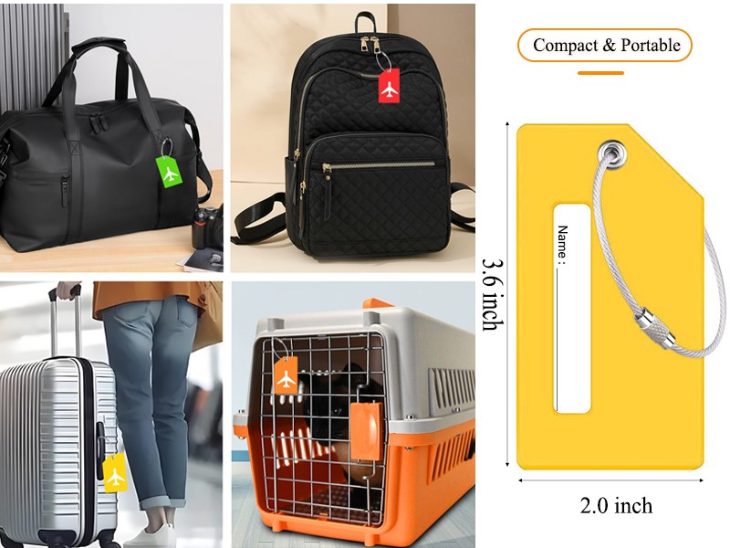 Silicone Luggage Tag wiSilicone Luggage Tag th Name ID Card Perfect to Quickly Spot Luggage Suitcase