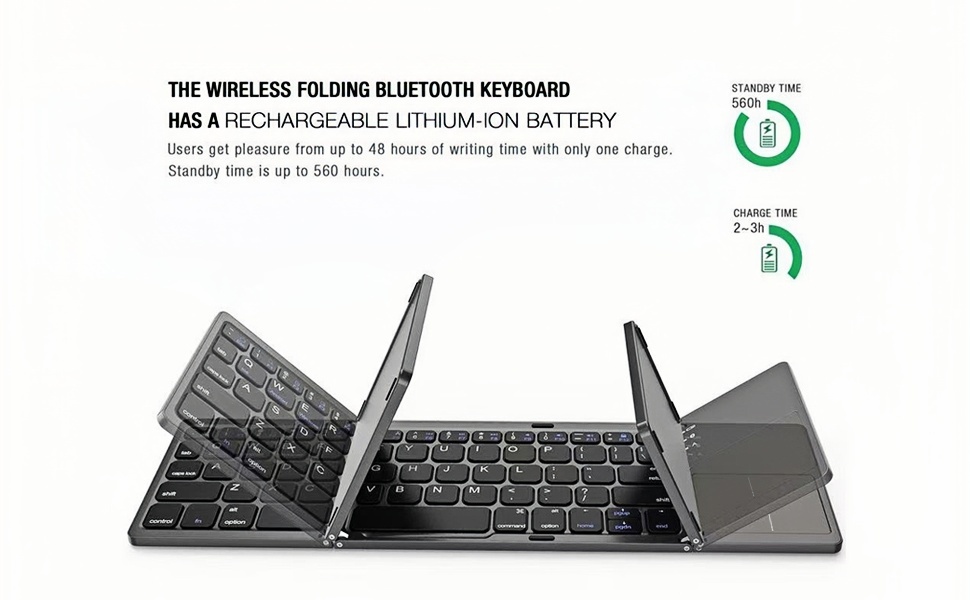 Foldable Bluetooth Keyboard with Touchpad,