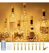 PChero 10PCS Rechargeable Wine Bottle Lights with Remote, 6.6ft 20 Waterproof LED Fairy Lights Ba...