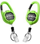 Retractable Keychain, Heavy Duty Carabiner Badge Holder, Tactical ID Badge Reel with 32” Steel Re...