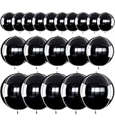 TONIFUL 16Pcs Large Black 4D Giant Round Foil Balloon 4D Mirror Metallic Mylar Sephere Balloons f...