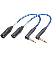 HUALEU Right Angle 1/4" TRS to XLR 3Pin Male Audio Cable,Right Angle 6.35mm TS to XLR Male,6N OFC...