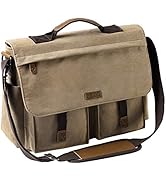 Messenger Bag for Men,VASCHY Vintage Water Resistant Canvas Satchel 14 15.6 17inch Laptop Briefcase