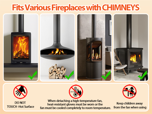 2025 updated wood burning stove fan fits various fireplace chimney