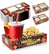 Tebery 50 Pcs Movie Night Snack Tray, Disposable Movie Snack Holder Box, Sturdy Outdoor Popcorn C...