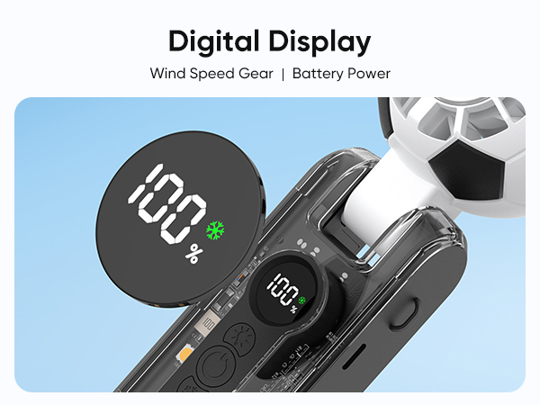 Portable Hand Held Fan with Digital Display