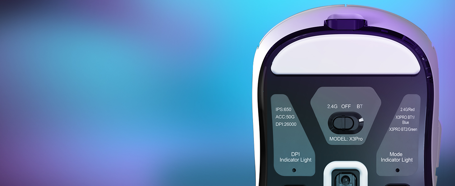 BT/2.4G Wireless/Wired Gaming Mouse, 6 Adjustable DPI up to 26000, 200 Hrs Battery Win11/Xbox/PS/Mac