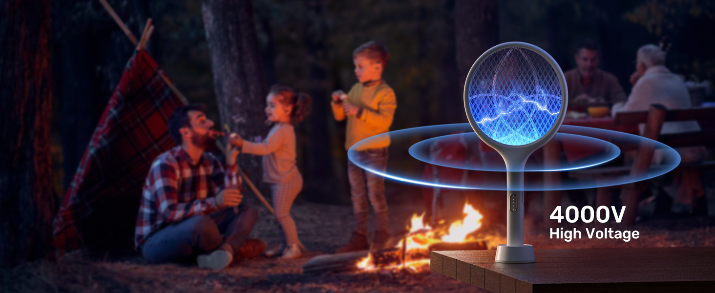 Electric Fly Swatter 4000V Bug Zapper Racket Dual Modes Mosquito Killer