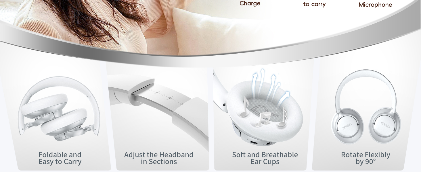 BERIBES Upgraded Hybrid Active Noise Cancelling Headphones with Transparent Modes