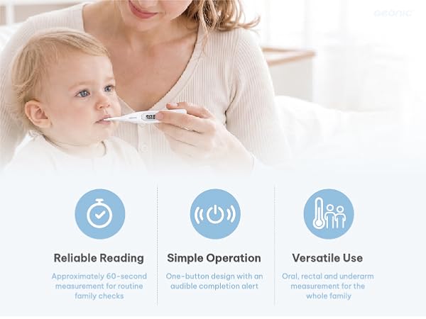 GEONIC B163 digital thermometer with flexible tip for fast and accurate temperature readings.