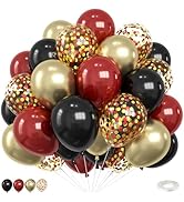 Black Burgundy Sand Gold Balloons,12 Inch Metallic Sand Gold Burgundy Black Confetti Balloons wit...