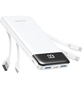 charmast Portable Charger with Reinforced Built-in 4 Cables,10000mAh Power Bank Travel Essentials...