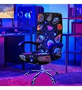 Simpkeely Blacklight Stretch Printed Computer Office Chair Covers, UV Reactive Celestial Universe...