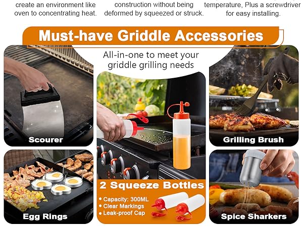 griddle accessories kit for blackstone flattop spatula smash burger press 35Pcs basting cover