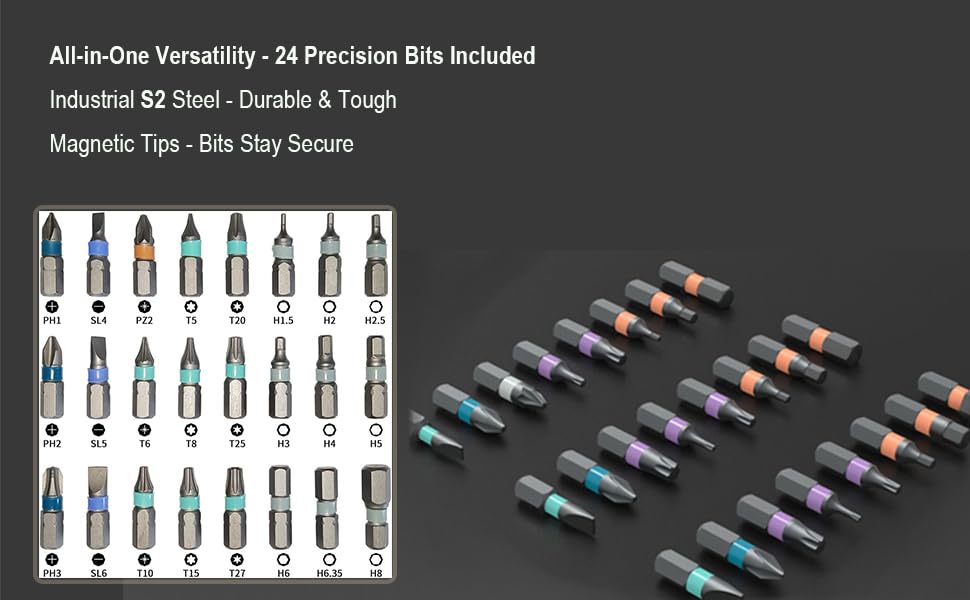 24 in 1 screwdriver set, magnetic screwdriver bits