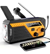 Emergency Radio Solar with 2 Charging Cables, 22000mWh NOAA Weather Radio | AM FM Hand Crank Radi...